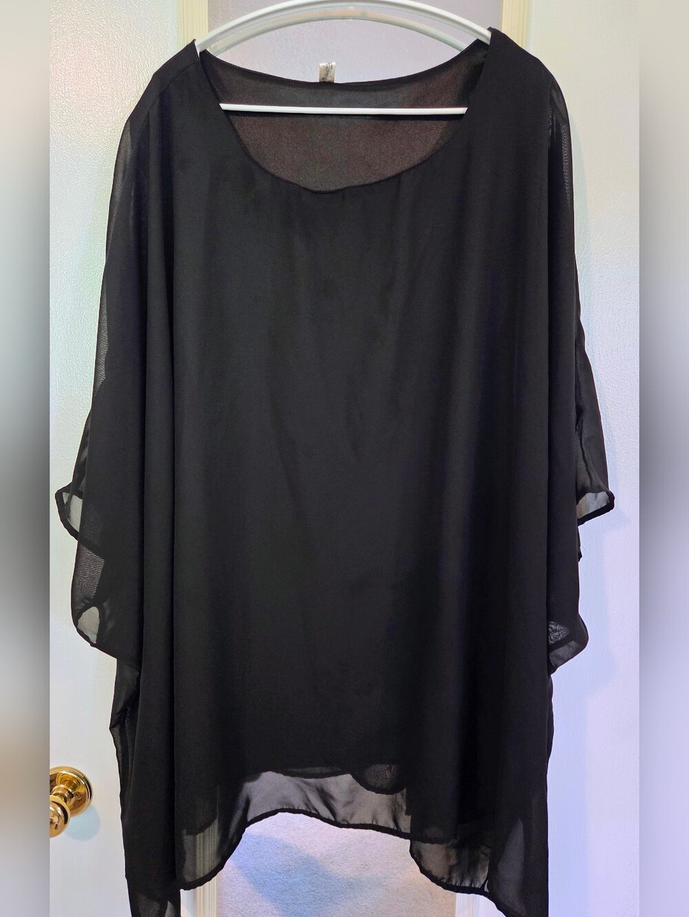 Black Sheer Flowing Tunic Top